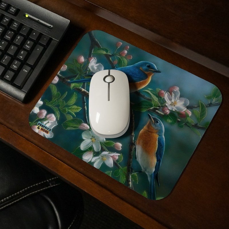 GRAPHICS & MORE Eastern Bluebirds Blue Birds Thrush Low Profile Thin Mouse Pad Mousepad - Image 2